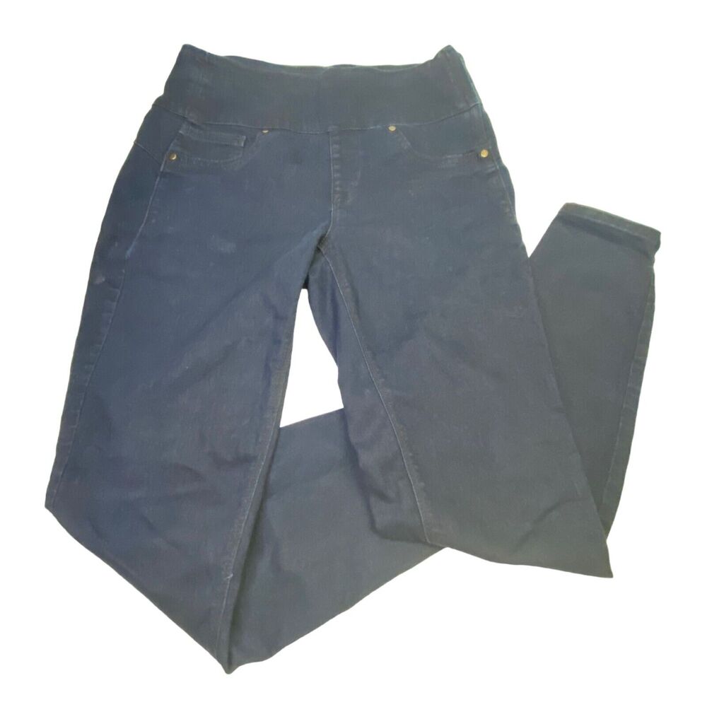 Spanx Alexia High Rise Skinny Jeans Waist Zip Indigo Wash Compression Size M
